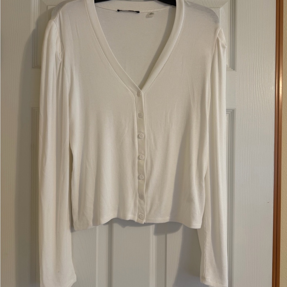 Tahari White Button-Down Shirt